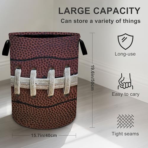 Football Laundry Basket Storage Bin Foldable Laundry Hamper Clothes Storage Bucket Organizer 19.6x15.7 Inch For Laundry Room/Bedroom/Bathroom - Image 4