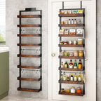 BUKFEN 8-Tier Over the Door Pantry Organizer, Adjustable Wooden Basket by bukfen