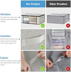 HomeHacks 10-Pack Clothes Organizer Storage Bags, 35L Storage Bins, White | Foldable Storage Box Container with Zippers, Clear Window, Reinforced Handles for Closet, Dorm, Pillows, Bedding, Sweater - Image 5