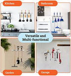 Homely Center Mop and Broom Holder Wall Mount – Heavy-Duty Closet Organizer for Garage, Kitchen, Laundry Organization – Tool Hanger with 3 racks and 4 hooks - Image 4