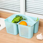 Plastic Portable Shower Caddy Basket with Handle, 3 Compartments, Blue - Image 3