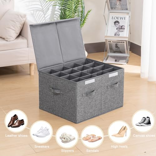Shoe Organizer for Closet Fits 16 Pairs, Large Shoe Storage Box Bins 2 Pack - Image 2