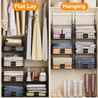 Hanging Closet Organizers and Storage, 3 Tier Closet Shelf Clothes Organizer with 2 S-Hooks, Multi-Functional Iron Wire Baskets, for Clothing, Sweaters, Handbags, Hat, Canned - Image 4