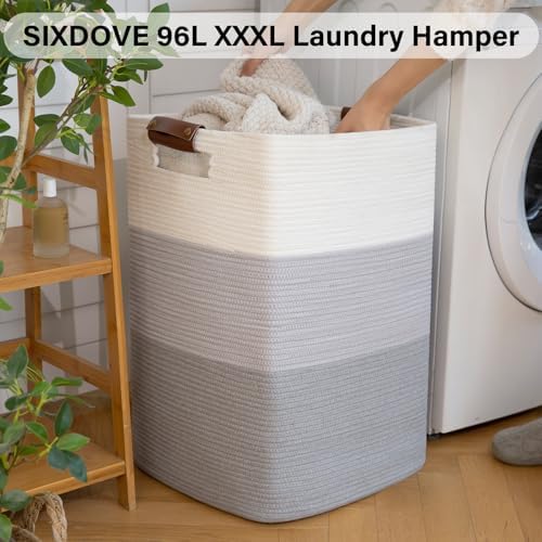 Laundry Hamper 96L Extra Large Laundry Basket, Woven Blanket Basket - Image 2