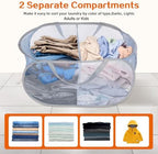 Sturdy Collapsible Laundry Baskets, Foldable Pop Up Laundry Hamper, Durable 2 Compartments Laundry Basket, Handy Pocket & Easy to Sort Clothes Hampers for Laundry, Dorm, Kids Room, Travel Grey - Image 3