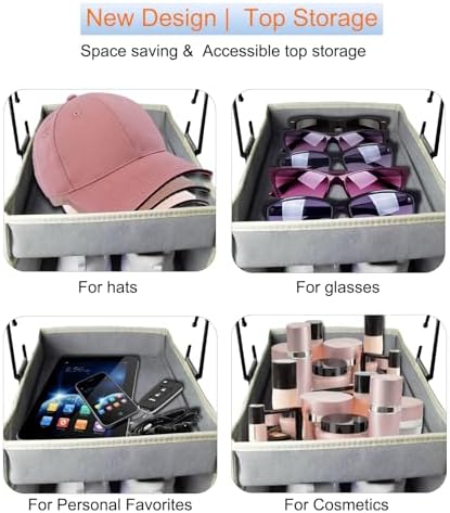 Large-Sized Hanging Shoe Organizer 10-Shelf, Sturdy Hanging Closet Organizer with 8 Side Pockets, Wider Hanging Shelves for Storage Shoes Clothes Jeans Shirts Toys, Grey - Image 3