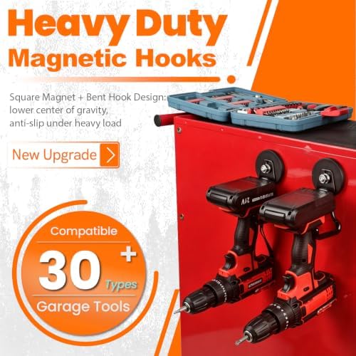 Heavy Duty Magnetic Garage Hooks,4 Pack Strong Large Magnet Hook for Power Drill,Garden Tools,Hose,Pegboard,Garage, Workshop,Magnetic Storage Hooks for Indoor Outdoor Hanging(Black) - Image 6