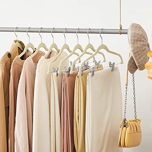 SONGMICS 20-Pack Pants Hangers, Velvet Hangers with Adjustable Clips - Image 3