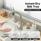 3 Pack Diatomite Stone Sink Tray, Water Absorbing Mat for Kitchen & Bathroom Counter, Quick Dry Soap Dish Makeup Vanity Caddy,Sponge Holder Organizer, Beige - 2pcs of 4.5"x 3.5" and 1pc of 9"x 3.5" - Image 2