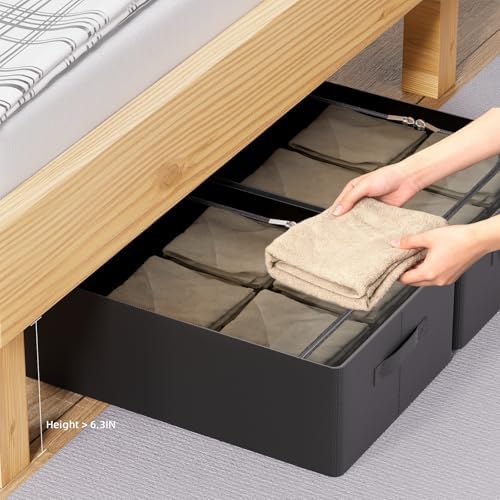 CYhom Under Bed Storage Bins Frame Storage Box Oxford Fabric Sturdy Underbed Container Foldable Stackable Large Capacity Clothes Organizer - Image 2