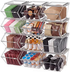 Yerliker 12 Pcs Clear Plastic Storage Bins with Lids Stackable Pantry Storage Organizer Kitchen Cabinet Organizers Ideal Containers for Coffee Pod Tea Sugar Bag Cabinet Home (Extra Large) by Yerliker
