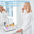 Bathroom Counter Organizer, White Marble Toothbrush Holders for Bathrooms with 2PCS Qtip Holder, Bathroom Organizer Countertop Toothbrush and Toothpaste Holder for Makeup Organizer for Vanity - Image 3