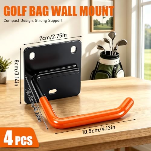 TOBWOLF Golf Bag Wall Mount, 66lbs Capacity Garage Storage Racks, 2/4 Pack - Image 2