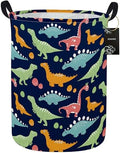 ESSME Dinosaur Laundry Basket Storage Bin large Collapsible Canvas Waterproof Coating Home Organizer.(Navy Blue dinosaur) by ESSME