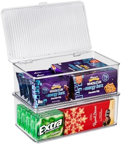 Sorbus Clear Storage Bins with Lids, Stackable Organizer (Medium) by Sorbus