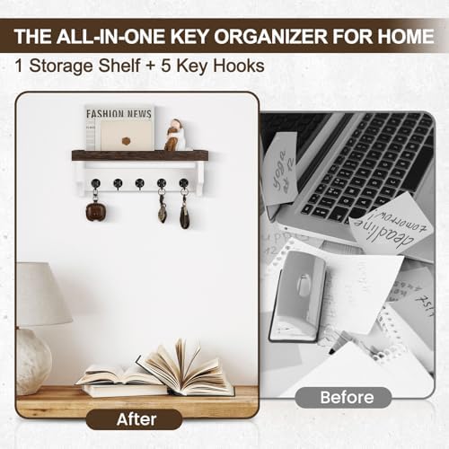 Key and Mail Holder Wall Mount, Mail Organizer with 5 Key Hooks - Image 6