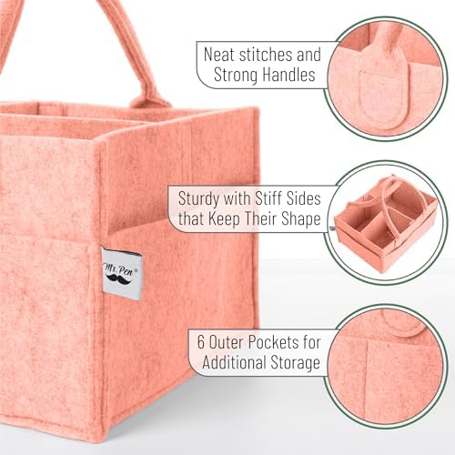 Mr. Pen- Baby Diaper Caddy Organizer, Coral - Image 3