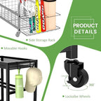 Home Gym Storage Rack, Dumbbell Rack with Yoga Mat Storage, Weight Rack Stand with Lockable Wheels and Hooks, Home Workout Equipment Organizer for Yoga, Dumbbell, Kettlebells, Ball Storage - Image 6