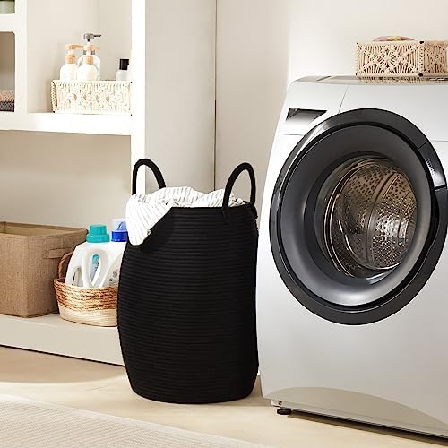 Extra Large Laundry Hamper Basket 105L Woven Blanket Basket, Black - Image 6