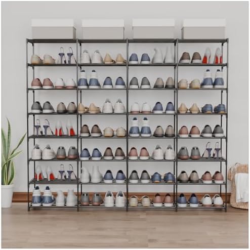 SMILHELTD Large Shoe Rack 4 Row 8 Tier for Entryway Holds 64 Pairs by SMILHELTD