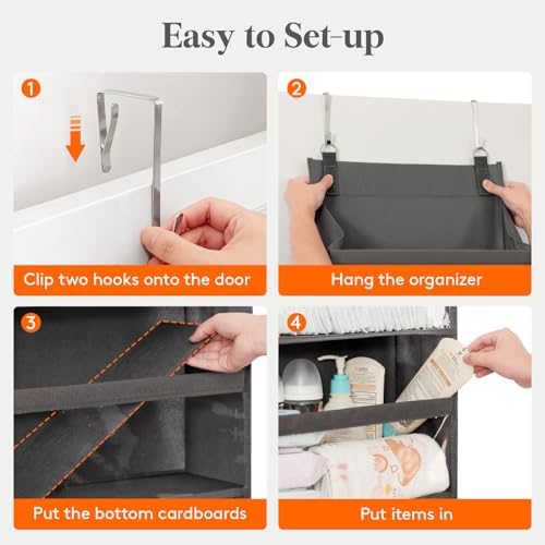Lifewit 1 Pack Over the Door Organizer, 10 Section Clear Window Hanging Storage with 4 Side Pockets, Sturdy Anti Tilt 40 lbs Load Behind Door for Closet, Bedroom, Bathroom, Nursery, Dorm, Gray - Image 7