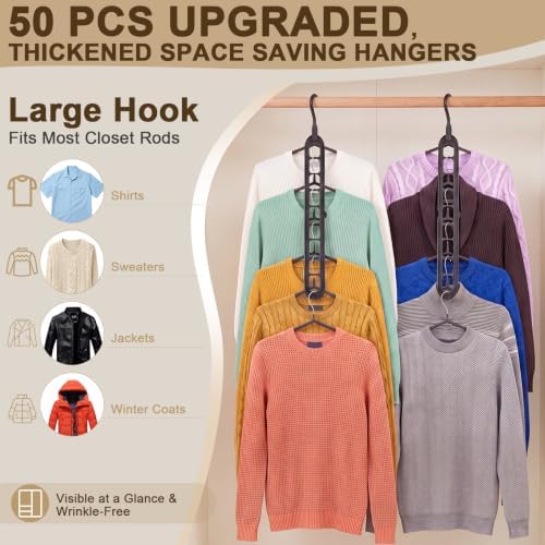 50 Pcs Space Saving Hangers for Clothes,Black - Image 5
