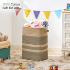 Nunsino Laundry Hamper,Laundry Basket with Leather Handles,Woven Storage Basket for Toys,Pillows,Blankets,Clothes,Dark&Brown - Image 3