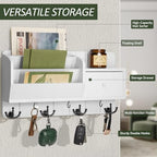 Rebee Vision Key Holder Wall Mount with Mail Organizer for Entryway, White - Image 4