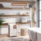 Laundry Hamper with Lid (16.9 * 13 * 26.5inches) Large Bamboo Laundry Bin Basket 85L Clothes Hamper with 1 Removable Bag Storage baskets for Bathroom (White) - Image 6