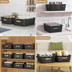 MaxGear 3 Pack Plastic Storage Baskets, Large, Black - Image 6