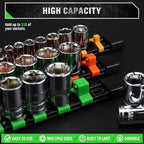 SWANLAKE 36-Piece Socket Organizer, 1/4-Inch x 192 Clips, 3/8-Inch x 180 Clips, 1/2-Inch x 144 Clip, Socket Holder Clip Rail, Drive Sockets Trays for Tool Box Drawer - Image 4