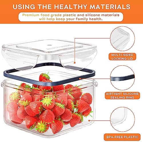 52 PCS Food Storage Containers with Lids Airtight (26 Containers & 26 Lids), Plastic Storage Meal Prep Container-Stackable 100% Leakproof & BPA-Free Organization and Storage Set, Lunch Containers - Image 4
