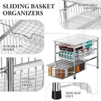 Simple Houseware Stackable 3 Tier Sliding Basket Organizer Drawer, Chrome - Image 4