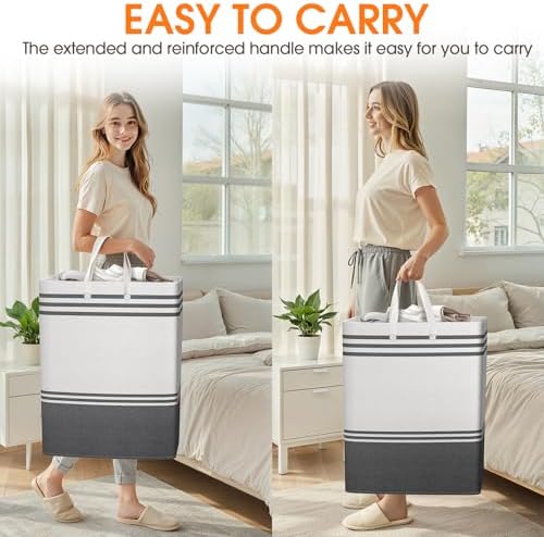 3 Pack Large Laundry Baskets, Laundry Hampers, Freestanding Waterproof Collapsible Clothes Bag with Extended & Reinforced Handles - Clothes Basket for Dorm, Bathroom, Home (125L) - Image 6