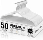 SMARTOR Plastic Hangers 50 Pack - Thin Clothes Hangers Heavy Duty | Durable, Lightweight, Space Saving, Slim Hangers Plastic, Dorm Room Essentials for College Students - White by Smartor