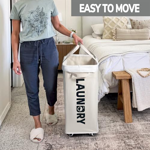 Goodpick 2-Pack Laundry Hamper with Wheels & Wash Bag for College Dorm, 75L - Image 5