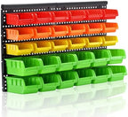 MULSAME Wall Mounted Storage Bins Parts Rack 4 Colors Bin Organizer Garage Plastic Shop Tool, Garage Organizers and Storage (Style-Vivid) 25.2"*16.2" by MULSAME