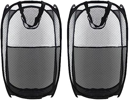 Collapsible Pop Up Laundry Hamper, Extra Large Mesh Foldable Laundry Basket Bag, 28" x 16" x 16", 2 Pack (Black) by BuyongwantJewelry