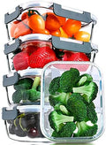 M MCIRCO 5 Pack,30 oz Glass Food Storage Containers with Lids, Gray by MMCIRCO