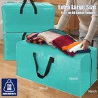Cosy Family 8 Pack Heavy Duty Extra Large Moving Bags with Backpack Straps - Strong Handles & Zippers, Storage Totes For Space Saving, Fold Flat, Alternative to Moving Box (40 gal, Aquamarine) - Image 6