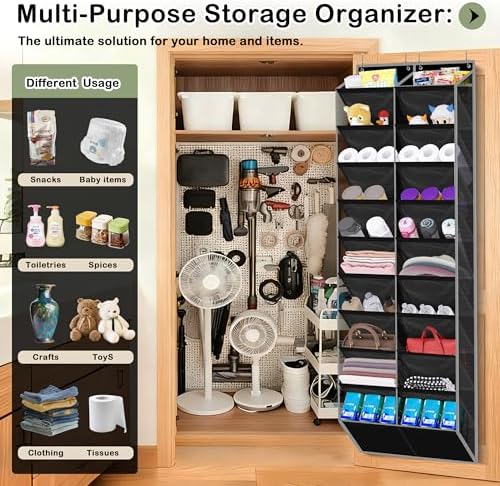 Kotkn 10-Tier Over the Door Shoe Organizer, 20 Pockets Holds 20-30 Pairs, Heavy-Duty Oxford Fabric with Hexagon Mesh for Boots & Sneakers-Black - Image 5