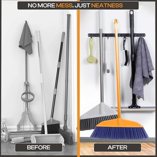 Stainless Steel Broom Holder Wall Mount, 3 Racks & 4 Hooks - Image 5