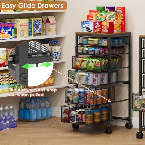 Rolling Storage Cart with 6 Drawers, Craft Cart with Lockable Wheels - Image 4