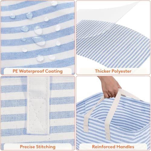 Lifewit 2 Pack Laundry Basket 80L Each, Collapsible Clothes Hamper with Reinforced Handles, Freestanding Waterproof Design for Bedroom and Laundry Room, Blue 160L Total - Image 6