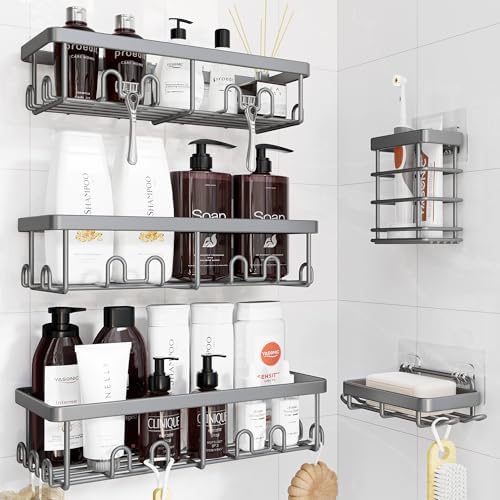 YASONIC Shower Caddy Adhesive, Rustproof Shower Organizer, Wall Shower Rack by YASONIC