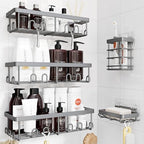 YASONIC Shower Caddy Adhesive, Rustproof Shower Organizer, Wall Shower Rack by YASONIC