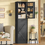 TEENFON Tall Storage Cabinet with 3 Door Shelves & 1 Drawer, Narrow Kitchen Pantry Cabinet for Living Room, Bathroom, Entryway, Black - Image 2