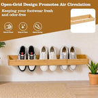 Wooden Shoe Rack Storage Organizer Floating Shoe Shelves Holds 3 Pairs - Image 4
