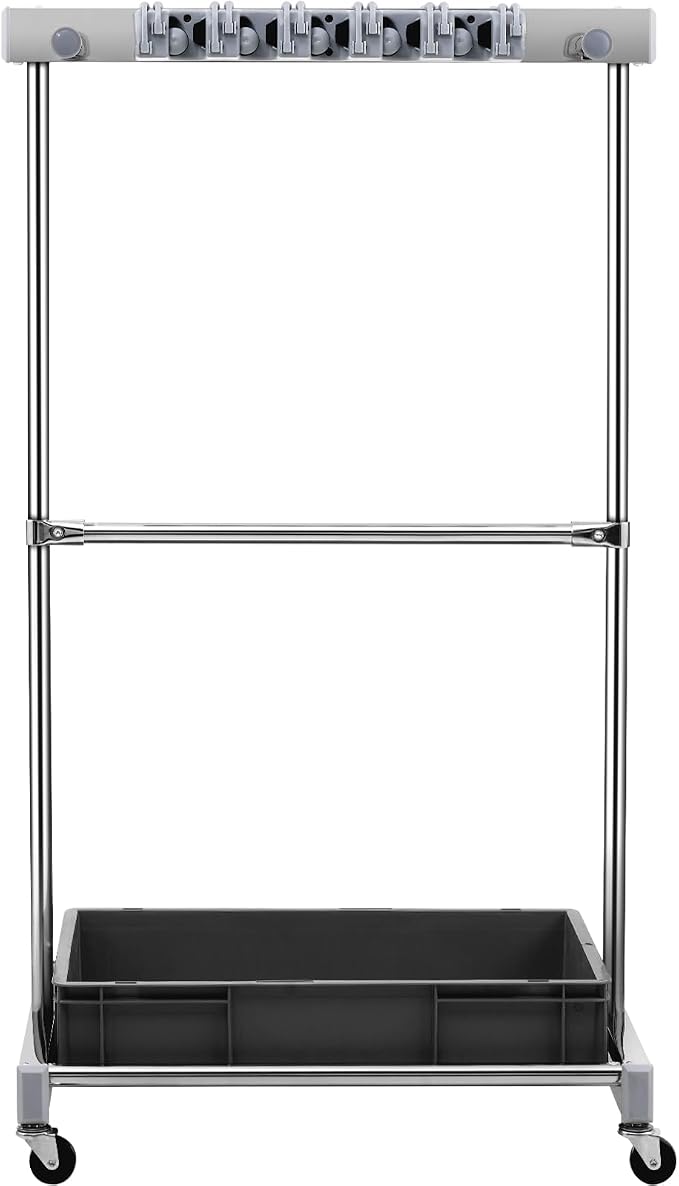 VEVOR Garden Tool Organizer, 10 Slots with Hooks, Yard Tool Tower Rack with Wheels for Garage Organization and Storage, Hold Long-Handled Tool/Rake/Broom, Metal Tool Stand Holder for Shed, Outdoor - Image 9