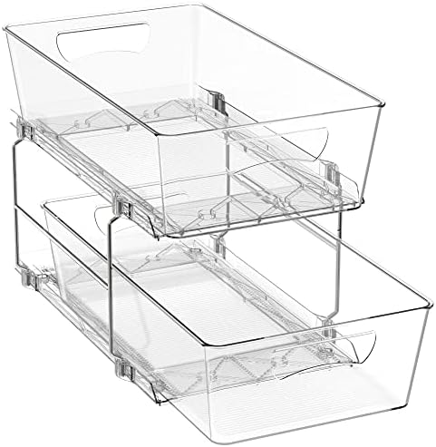 Simple Houseware 2 Tier Basket Drawer Cabinet Pull-Out Organizer, Clear by SimpleHouseware